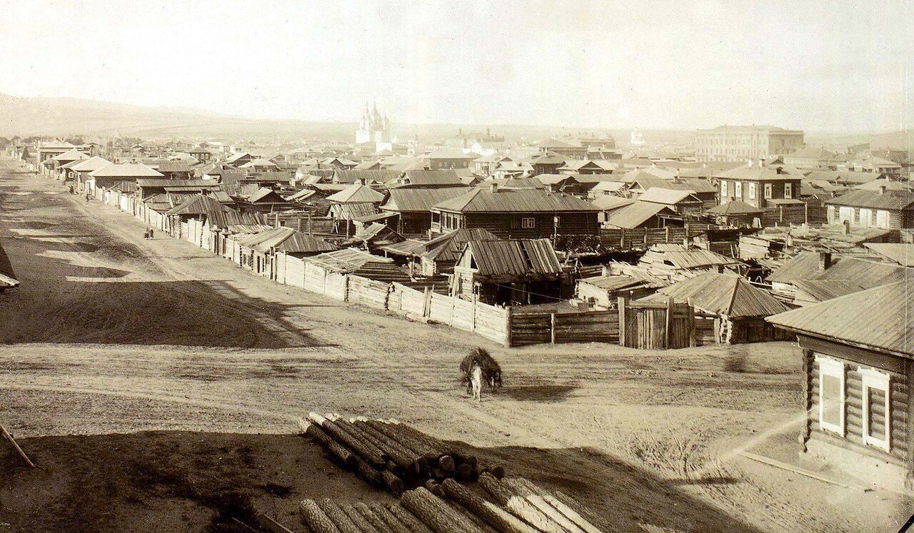 Панорама с перекрёстком двух улиц Песочной и Гимназического переулка. Конец 1870- х